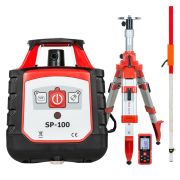 Комплект: ротационный нивелир RGK SP-100 + элевационный штатив RGK SH-170 + рейка RGK LR-2 + дальномер RGK DL100