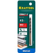 Сверло по металлу KRAFTOOL 4.5*80 мм COBALT-8 HSS-Co, сталь М42