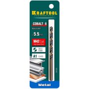 Сверло по металлу KRAFTOOL 5.5*93мм COBALT-8 HSS-Co, сталь М42
