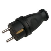 Вилка каучуковая прямая с заземлением 16А IP44 черная 9213/9210 IN HOME
