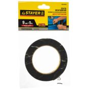 Лента STAYER 9мм х 5м двухсторонняя, черная, клейкая, на вспененной основе