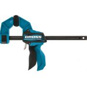 Струбцина Gross 300мм реечная, быстрозаж, пистолет. типа, пошаг. механизм, пласт. корп.