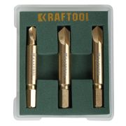 Набор экстракторов KRAFTOOL для выкручивания крепежа с износом граней шлица до 95%.,3 предмета
