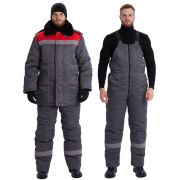 Костюм «ВЬЮГА» зимний, куртка/полукомб, цвет: т.серый/красный (60-62, 170-176)