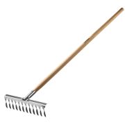 Грабли GRINDA WOOD PS-12 садовые, деревянный черенок, 12 зубьев, 370х105х1300мм