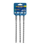 Бур ПРАКТИКА SDS-plus  8х210 мм, 3 шт, серия«Мастер», клипса