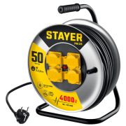 Удлинитель н/катушке STAYER PRO-325 4000Вт, 4 гнезда, КГ 3х2,5мм2, 50м