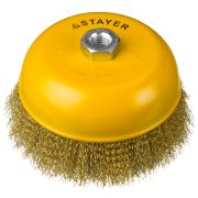 Щетка-крацовка STAYER 0,3мм, d=150мм чашечная для УШМ, витая стальная латунированная проволока