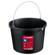 Ведро ЗУБР 16л строительное, пластиковое, высокопрочное с носиком